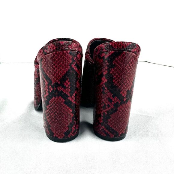 SHOE DAZZLE Rosemunda Red & Black Snakeskin Print Block Heeled Mules Sz 6 - Picture 6 of 9